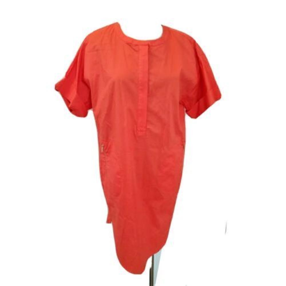 Sheragano Red Shift Dress Size 14 Zipper Pockets Lightweight